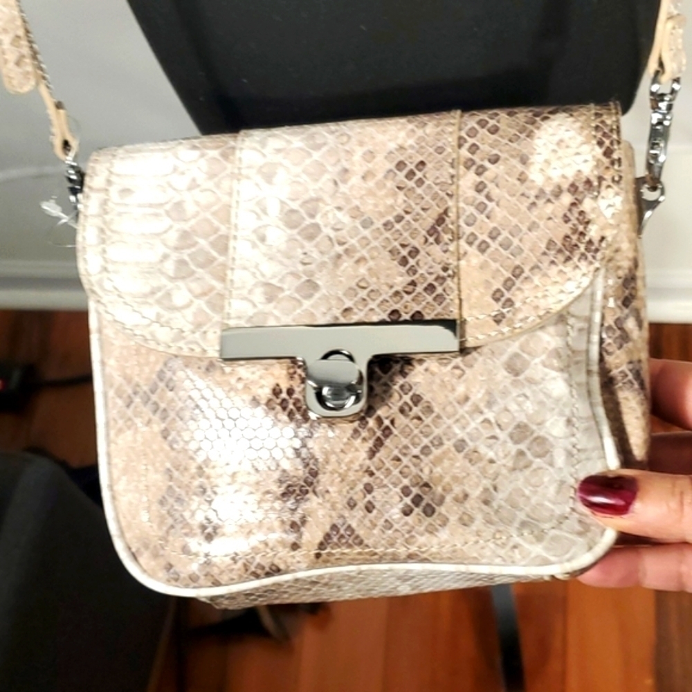 Liz Claiborne Tan snakeskin crossbody bag
